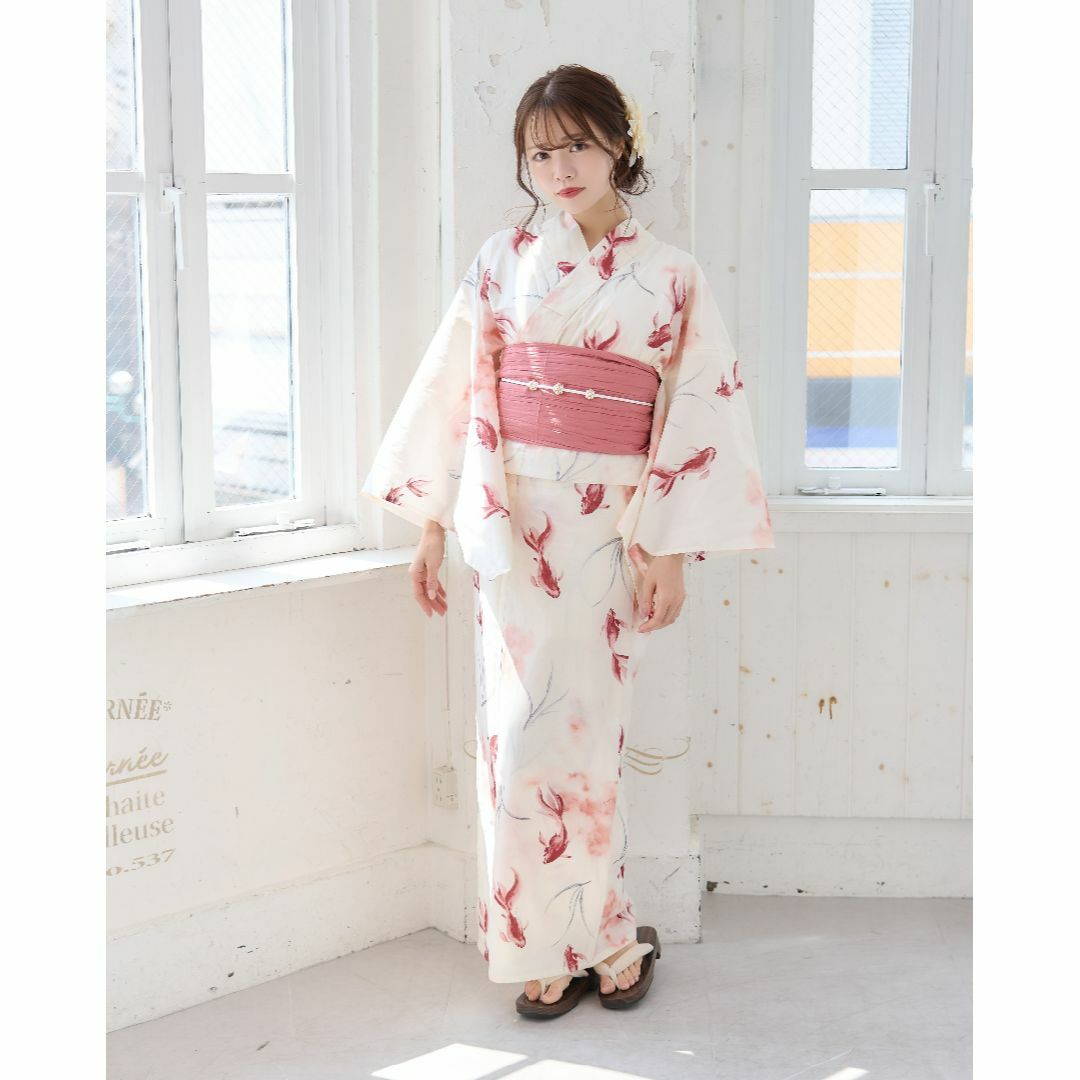 人気海外ブランドアイテム｜ファッション通販 新品 4点 浴衣 セット 浴衣セット ゆかた レディース ピンク 金魚 K8 着物・浴衣