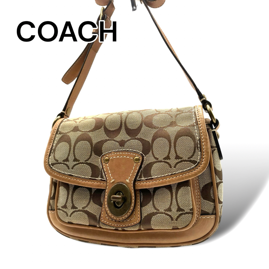 ✨️美品✨️ COACH シグネチャー ハンドバッグ ブラウン キャンバス COACH - 極美品✨COACH コーチ ショルダーバッグ ブラウン