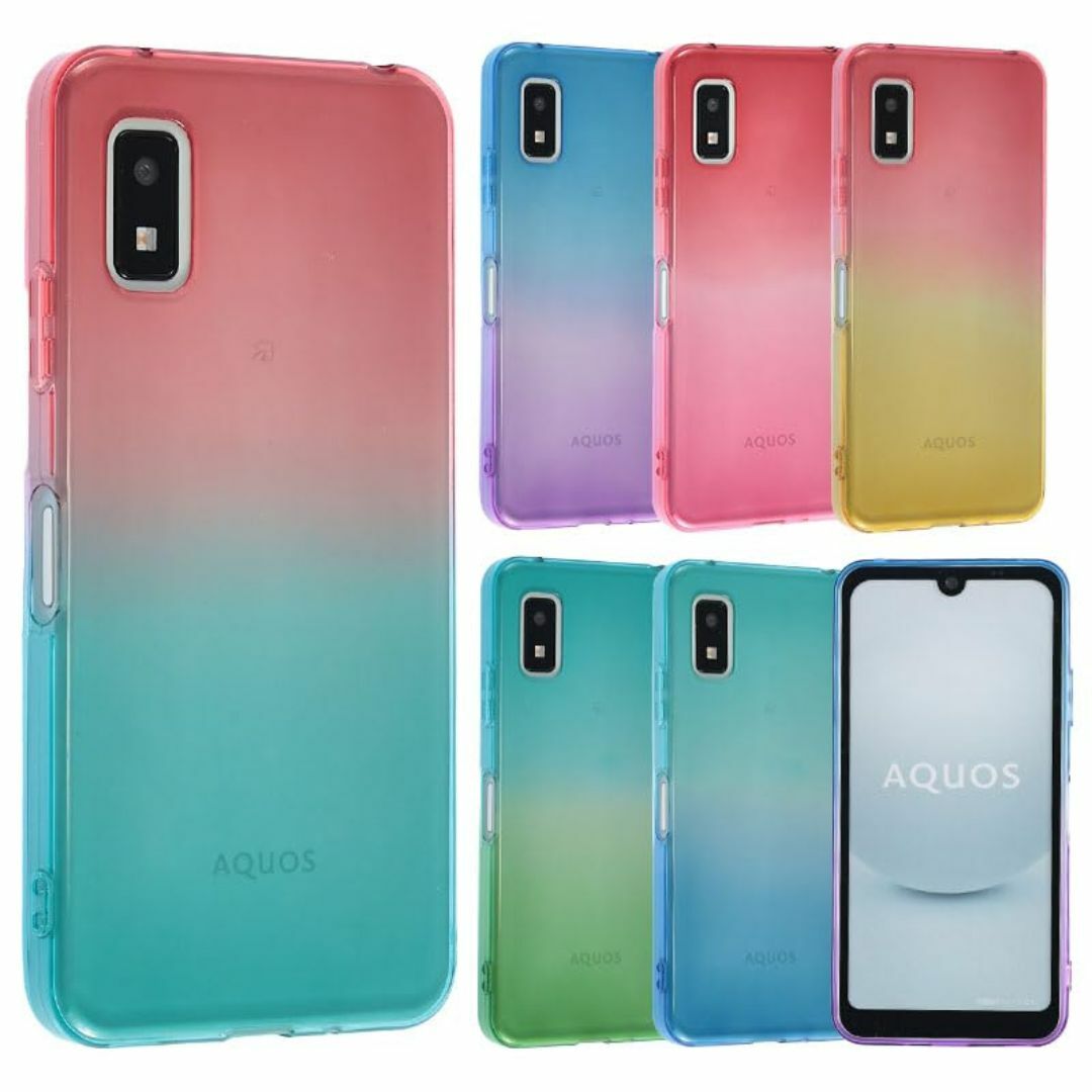 サイズ:AQUOSwish3_色:ピンク×アクア】AQUOS wish3 ケーの通販