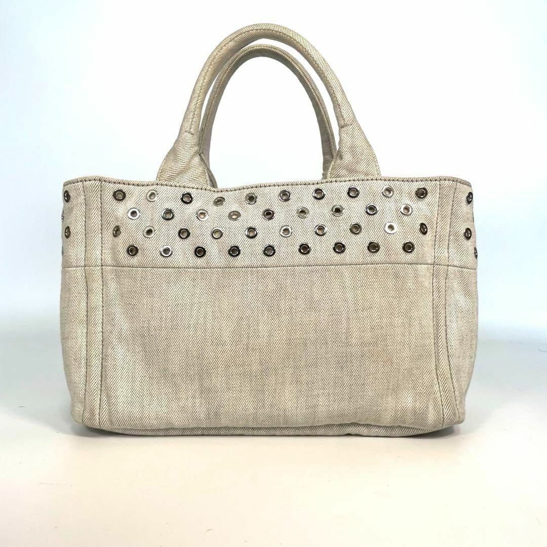 PRADA プラダ ホワイトデニム ハンドバッグ カナパ 三角ロゴ PRADA プラダ ホワイトデニム ハンドバッグ カナパ 三角ロゴ