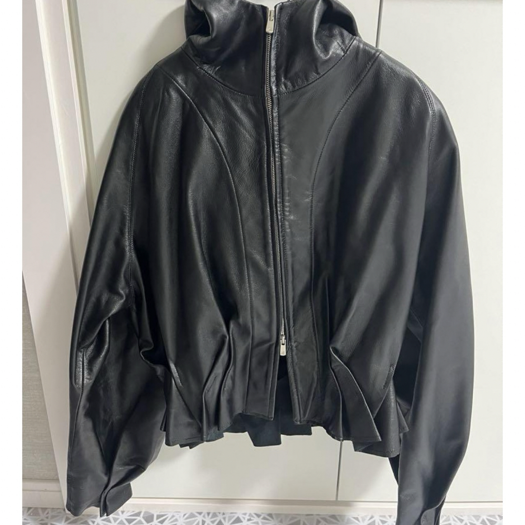 omar afridi PLEATEDLEATHERHOODIEレザージャケットの通販 by は omar afridi PLEATEDLEATHERHOODIEレザージャケットの通販 by は