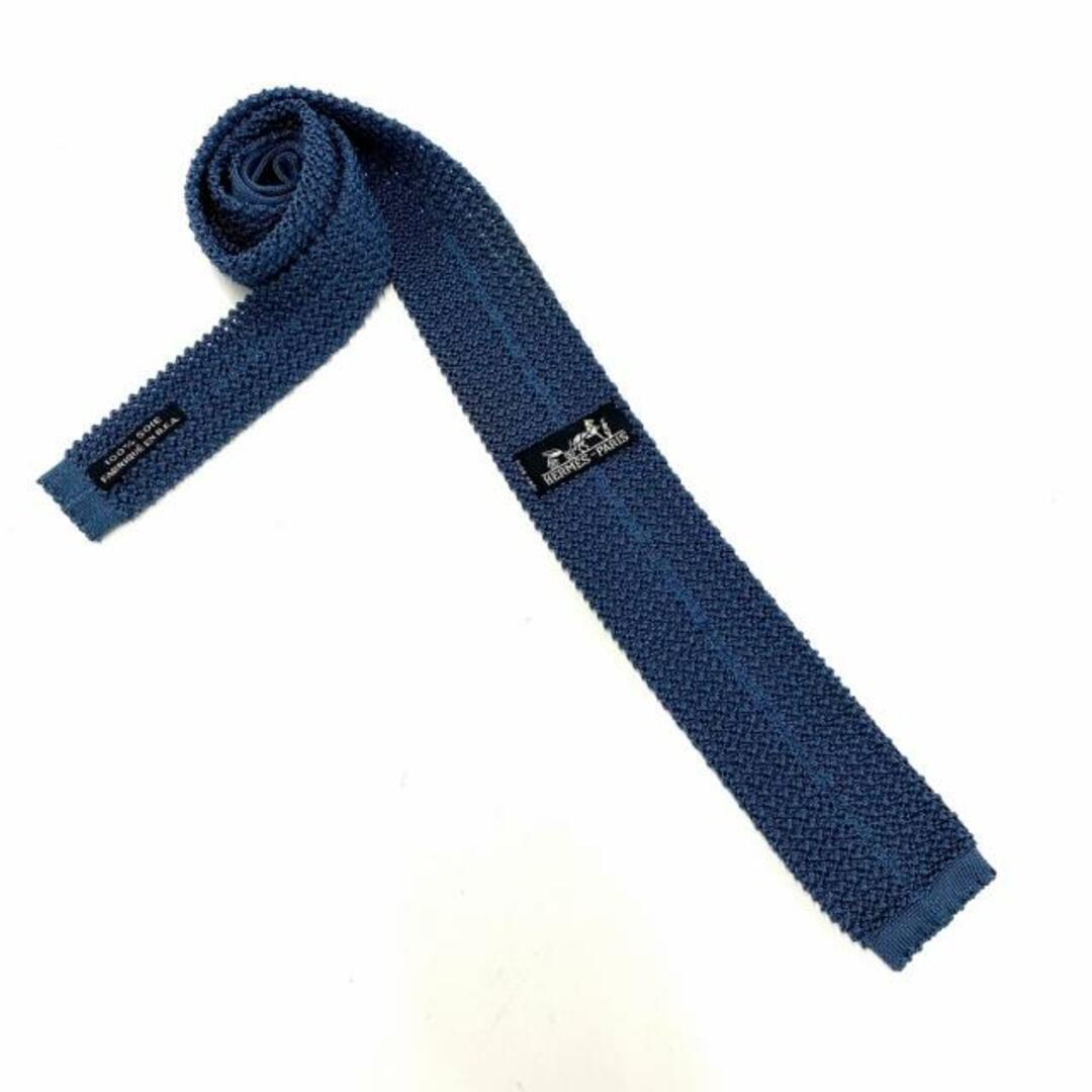 エルメス ヴィンテージ ニットタイ ブルー エルメス ヴィンテージ ニットタイ ブルー
