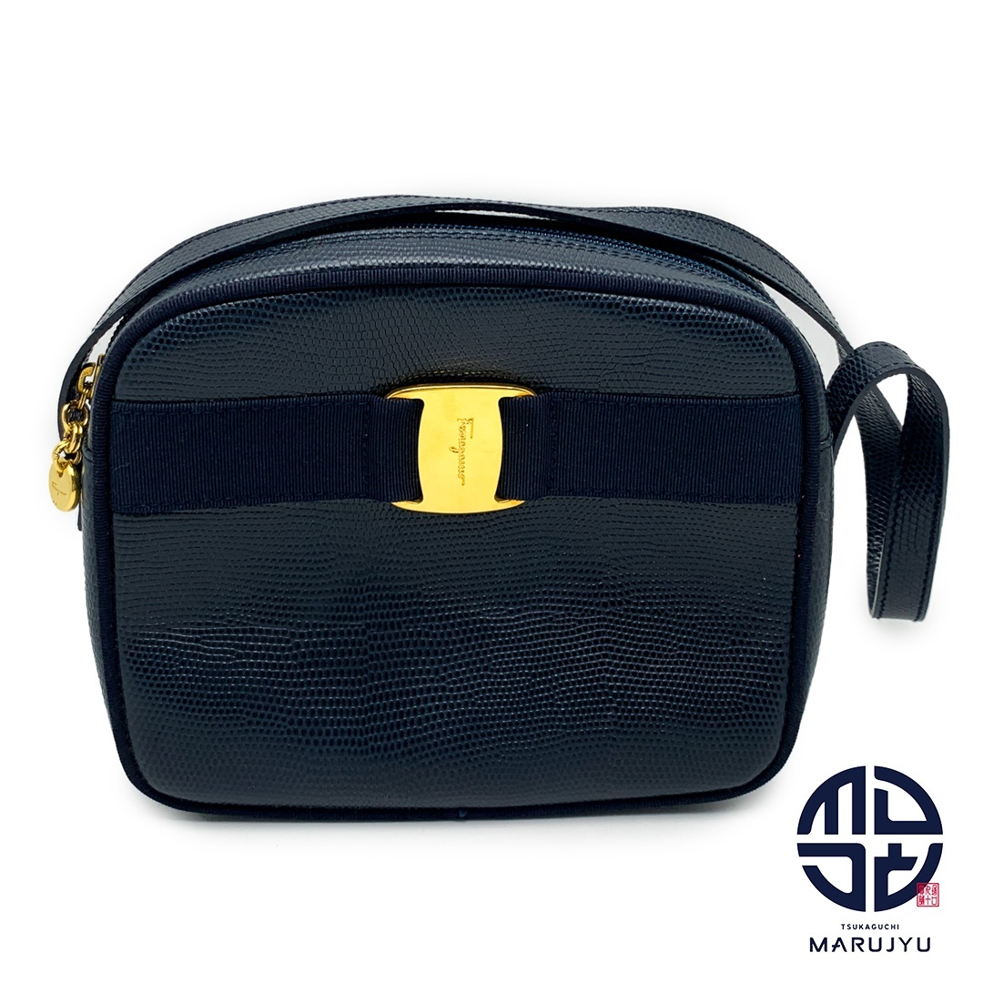 FERRAGAMO - FERRAGAMO Ferragamo フェラガモ ネイビー ヴァラ FERRAGAMO - FERRAGAMO Ferragamo フェラガモ ネイビー ヴァラ