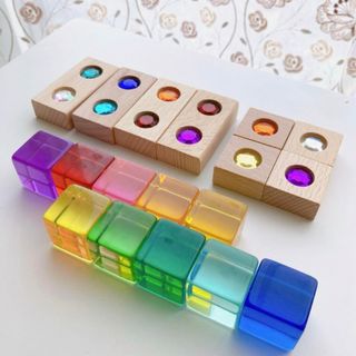 アクリルキューブ 10個 ジュエルブロック 8個 子供 ベビー キッズ つみき(積み木/ブロック)