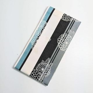 半幅帯 半巾帯 夏帯 浴衣帯 単衣 古典 青 菊 400cm No.16(帯)