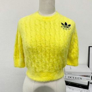 GUCCI - M10126 グッチ アディダス ロゴ 半袖 トップス イエロー GUCCI - M10126 グッチ アディダス ロゴ 半袖 トップス イエロー
