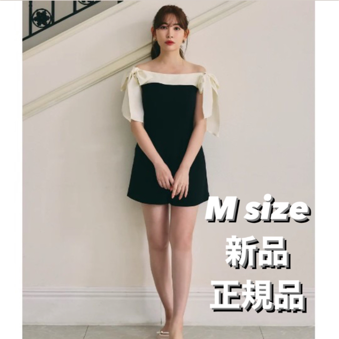 Two-Tone Ribbon Romper - black / M ワンピース Two-Tone Ribbon Romper - black / M ワンピース