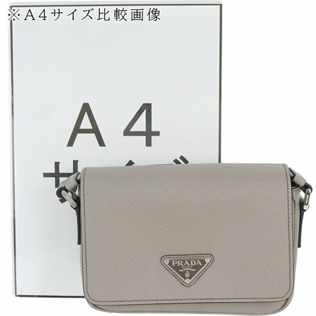 PRADA - プラダ ショルダーバッグ サフィアーノレザー グレー PRADA - プラダ ショルダーバッグ サフィアーノレザー グレー