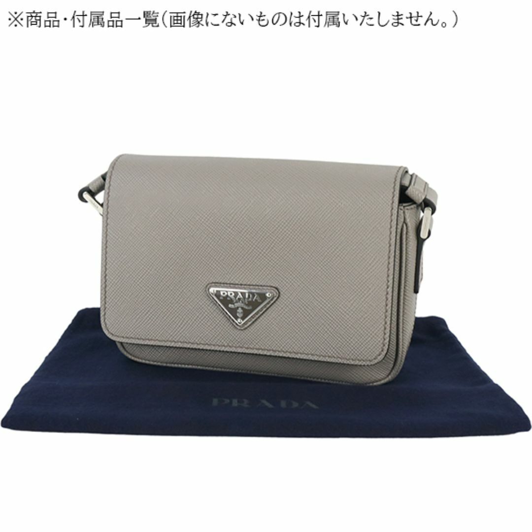 PRADA - プラダ ショルダーバッグ サフィアーノレザー グレー PRADA - プラダ ショルダーバッグ サフィアーノレザー グレー