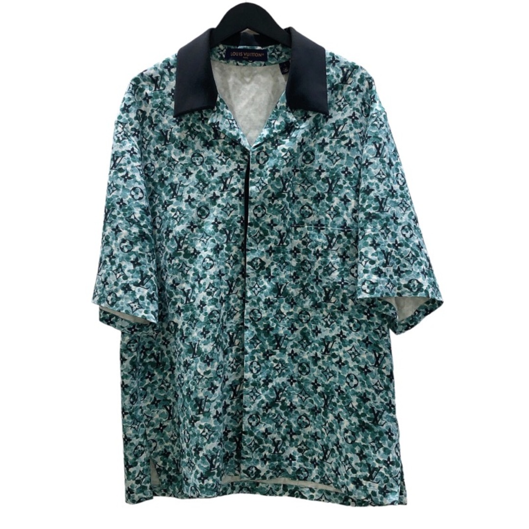 LOUIS VUITTON - 　ルイ・ヴィトン LOUIS VUITTON モノグラムクレープショートスリーブシャツ Sサイ23AW 1ABJBD グリーン レーヨン メンズ 半袖シャツ