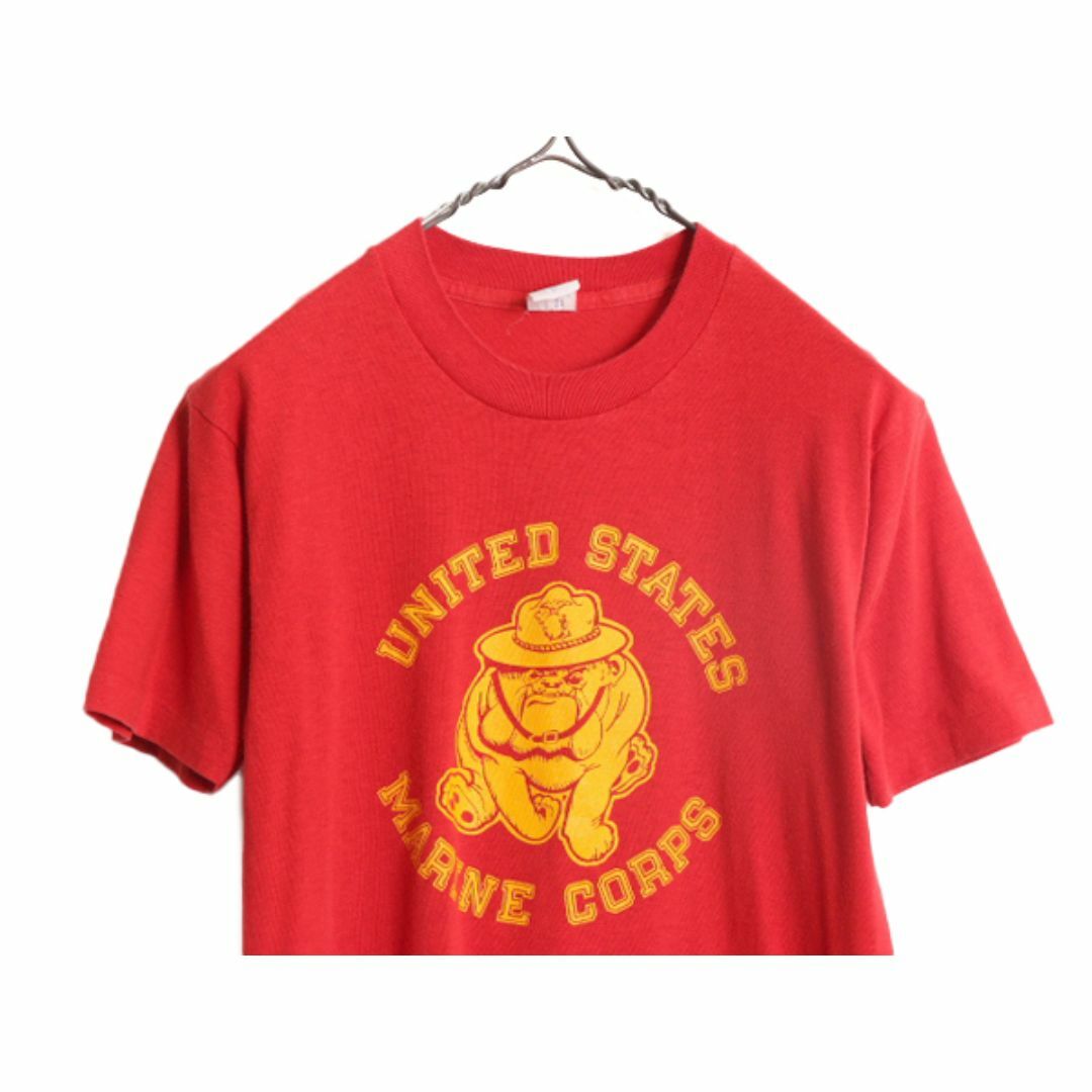 70s 80s USA製 USMC ドッグ キャラクター イラスト 両面 70s 80s USA製 USMC ドッグ キャラクター イラスト 両面