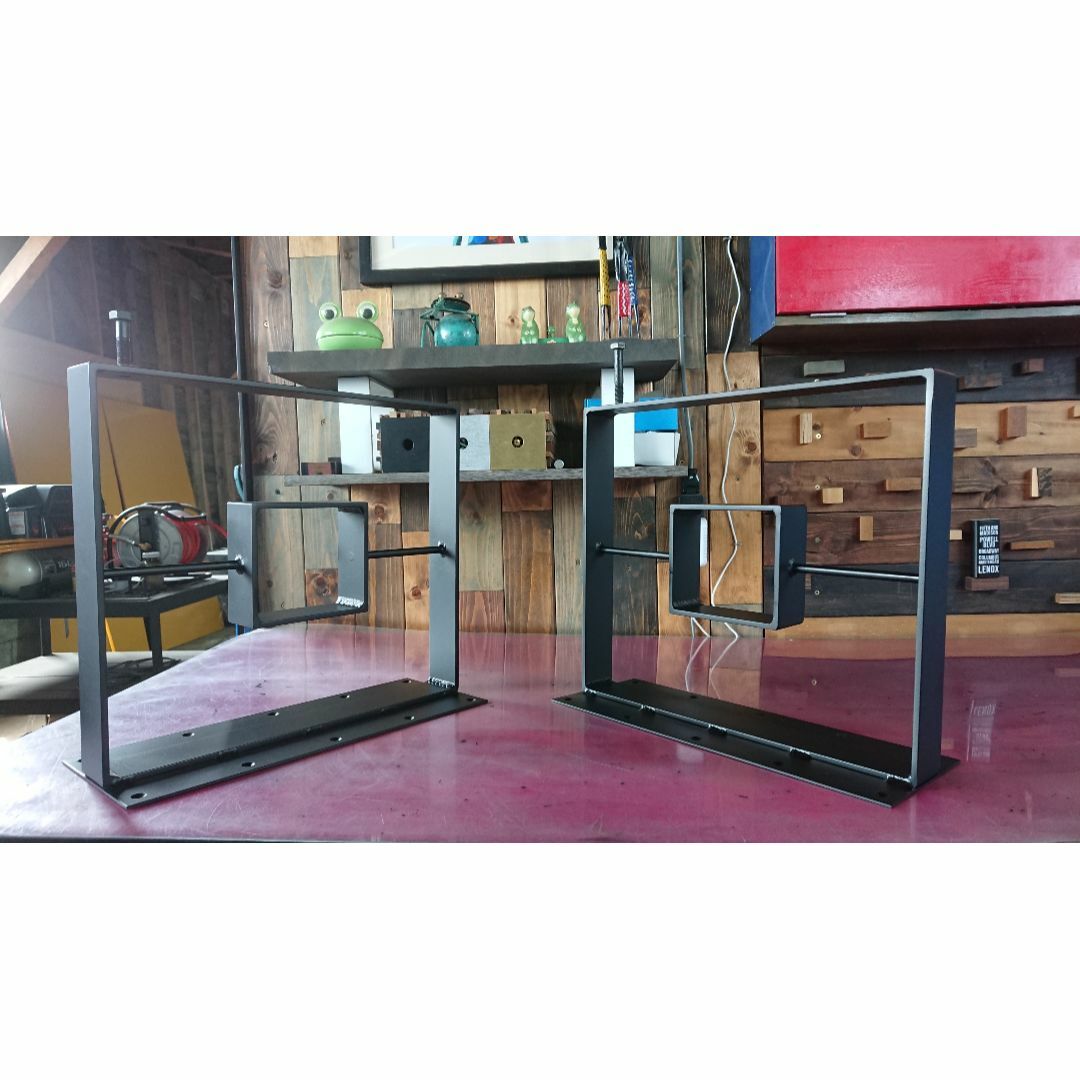 マットブラックでアイアンなフラット鉄脚♪ 50×400×350mm 回型 マットブラックでアイアンなフラット鉄脚♪ 50×400×350mm 回型