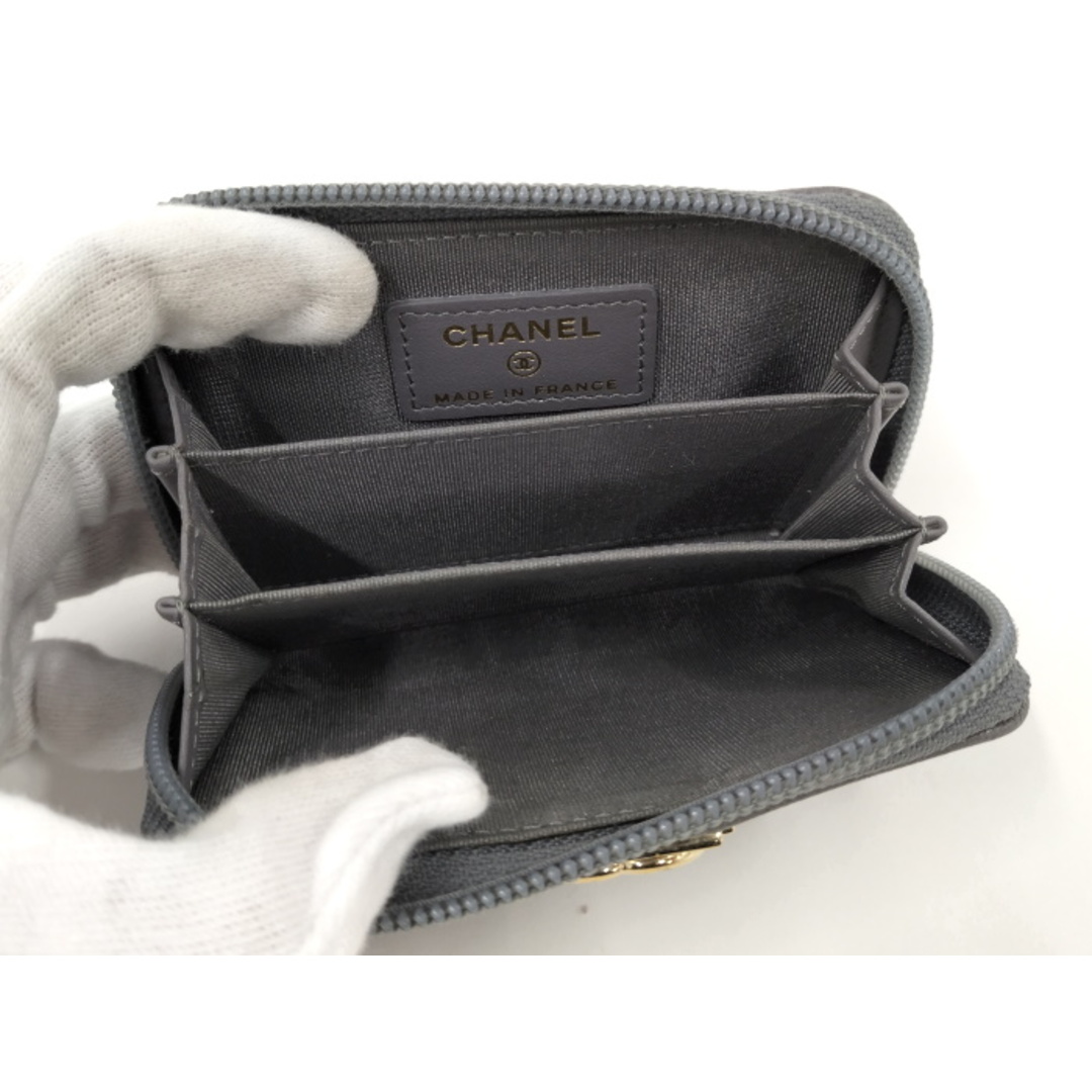 CHANEL - CHANEL ボーイシャネル コインケース レザー グレーの CHANEL - CHANEL ボーイシャネル コインケース レザー グレーの