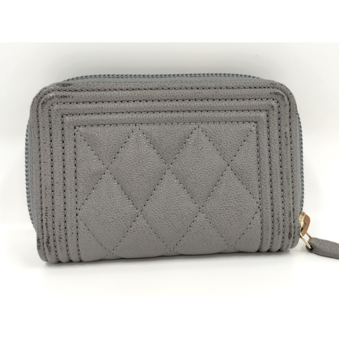 CHANEL - CHANEL ボーイシャネル コインケース レザー グレーの CHANEL - CHANEL ボーイシャネル コインケース レザー グレーの