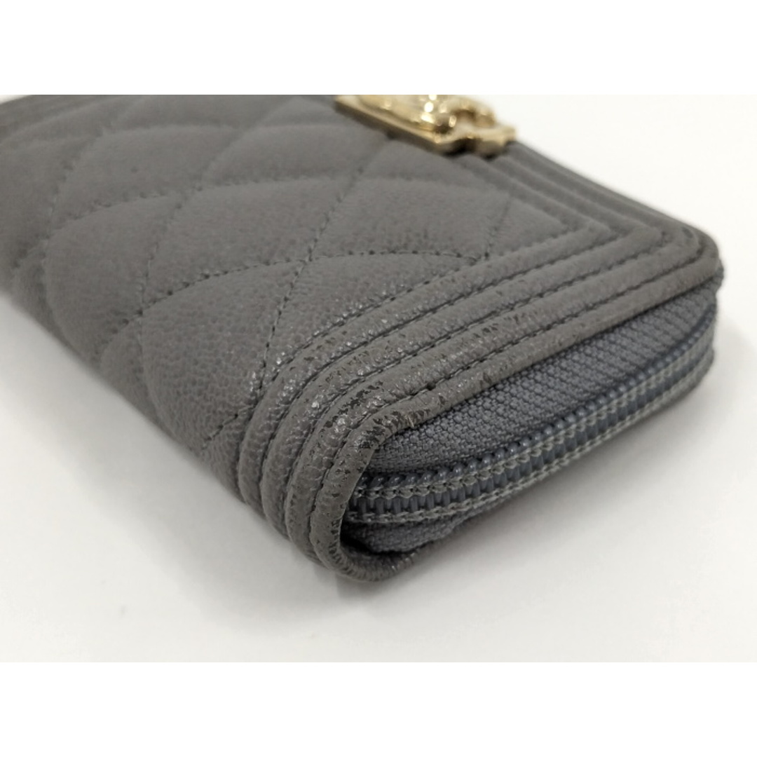 CHANEL - CHANEL ボーイシャネル コインケース レザー グレーの CHANEL - CHANEL ボーイシャネル コインケース レザー グレーの
