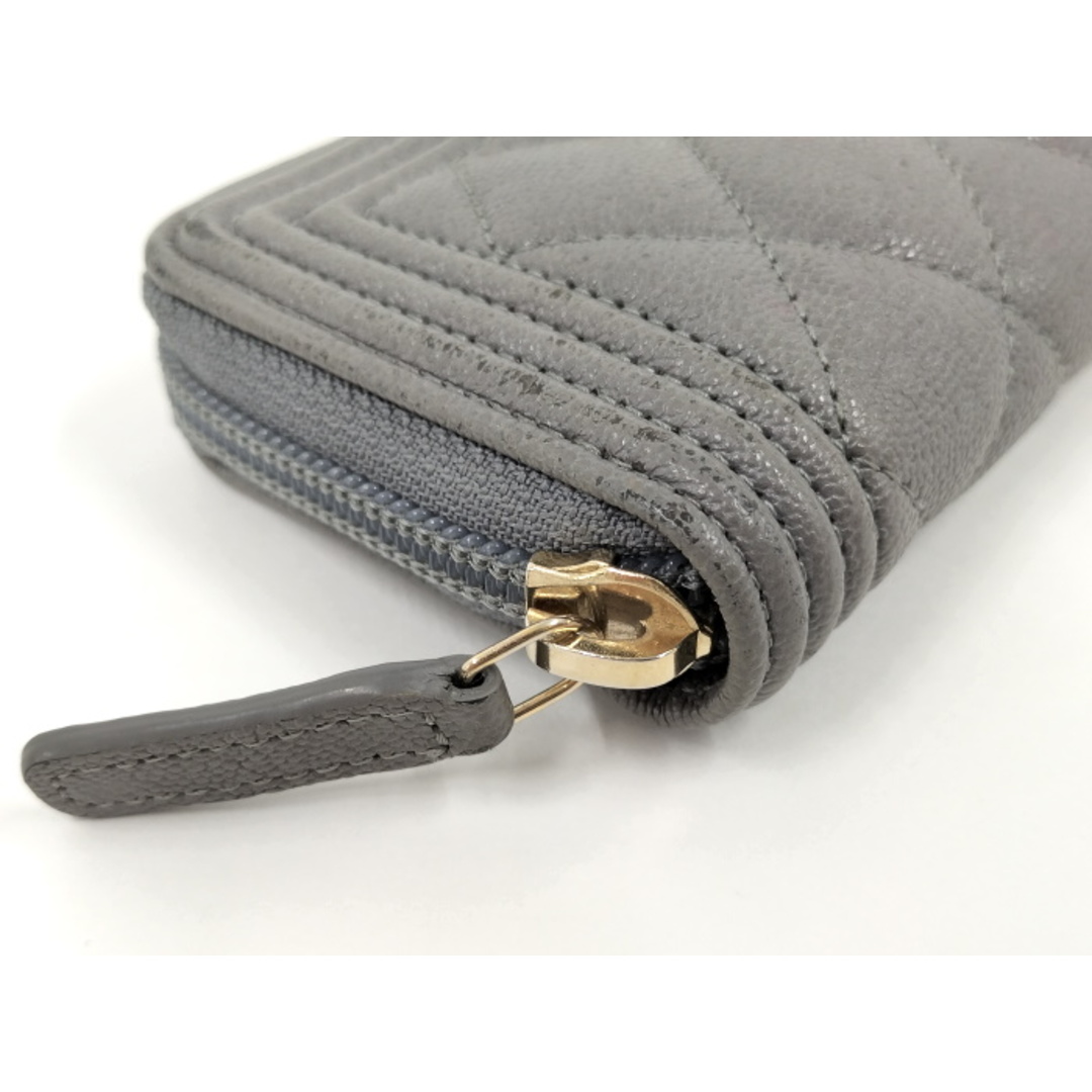 CHANEL - CHANEL ボーイシャネル コインケース レザー グレーの CHANEL - CHANEL ボーイシャネル コインケース レザー グレーの