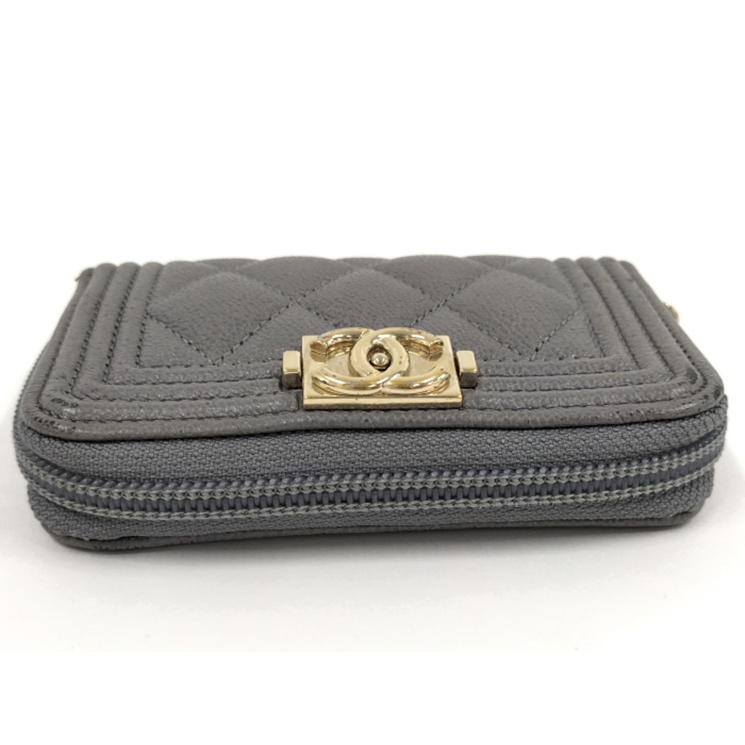 CHANEL - CHANEL ボーイシャネル コインケース レザー グレーの CHANEL - CHANEL ボーイシャネル コインケース レザー グレーの