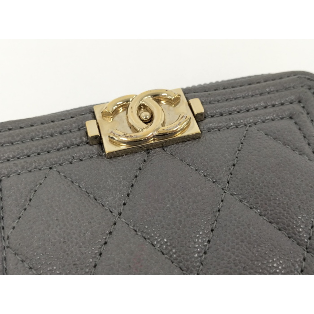 CHANEL - CHANEL ボーイシャネル コインケース レザー グレーの CHANEL - CHANEL ボーイシャネル コインケース レザー グレーの