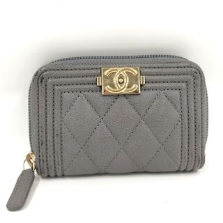 CHANEL - CHANEL ボーイシャネル コインケース レザー グレーの CHANEL - CHANEL ボーイシャネル コインケース レザー グレーの