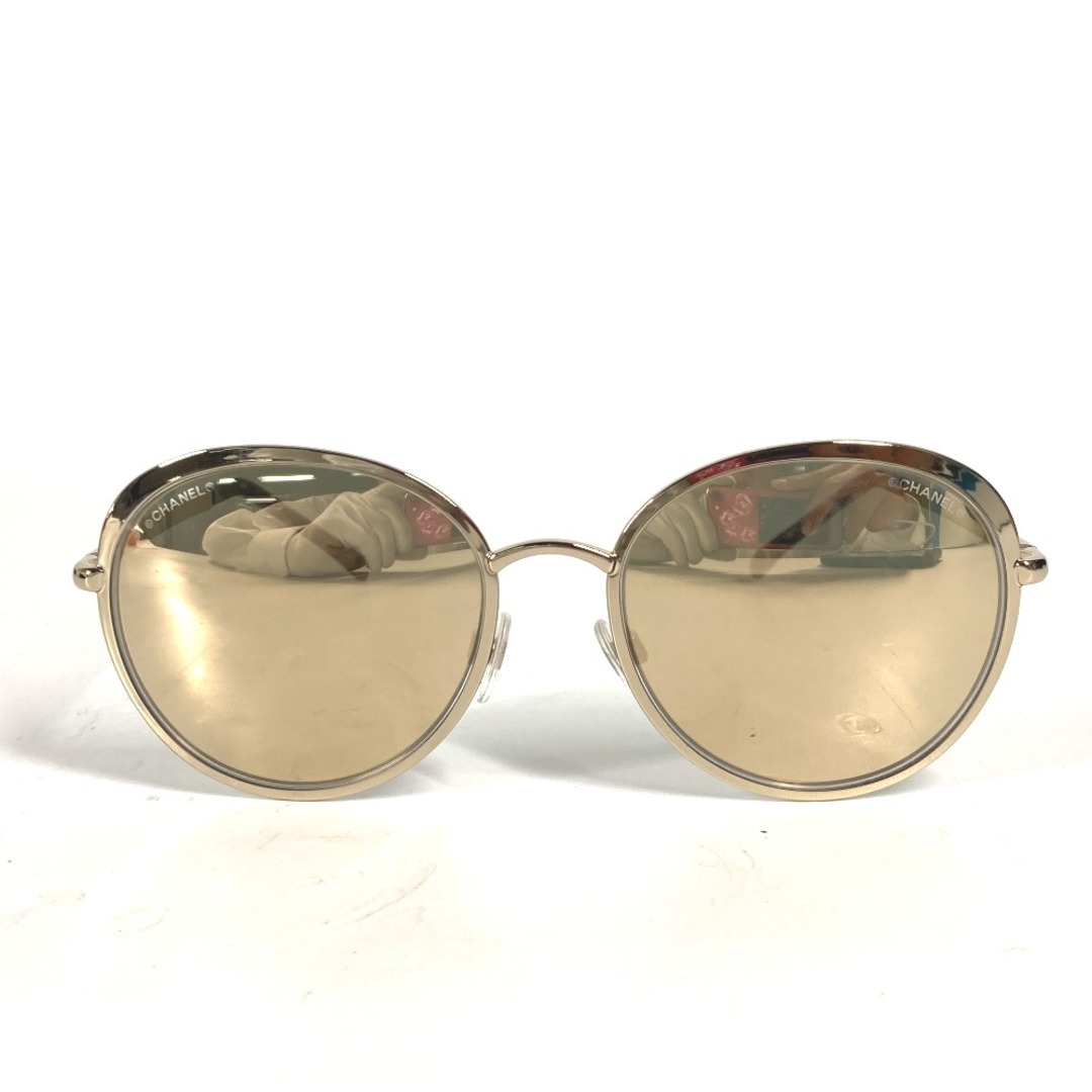 シャネル CHANEL CC ココマーク ミラーレンズ 4206 ロゴ 眼鏡 メガネ アイウェア サングラス メタル ゴールド 美品