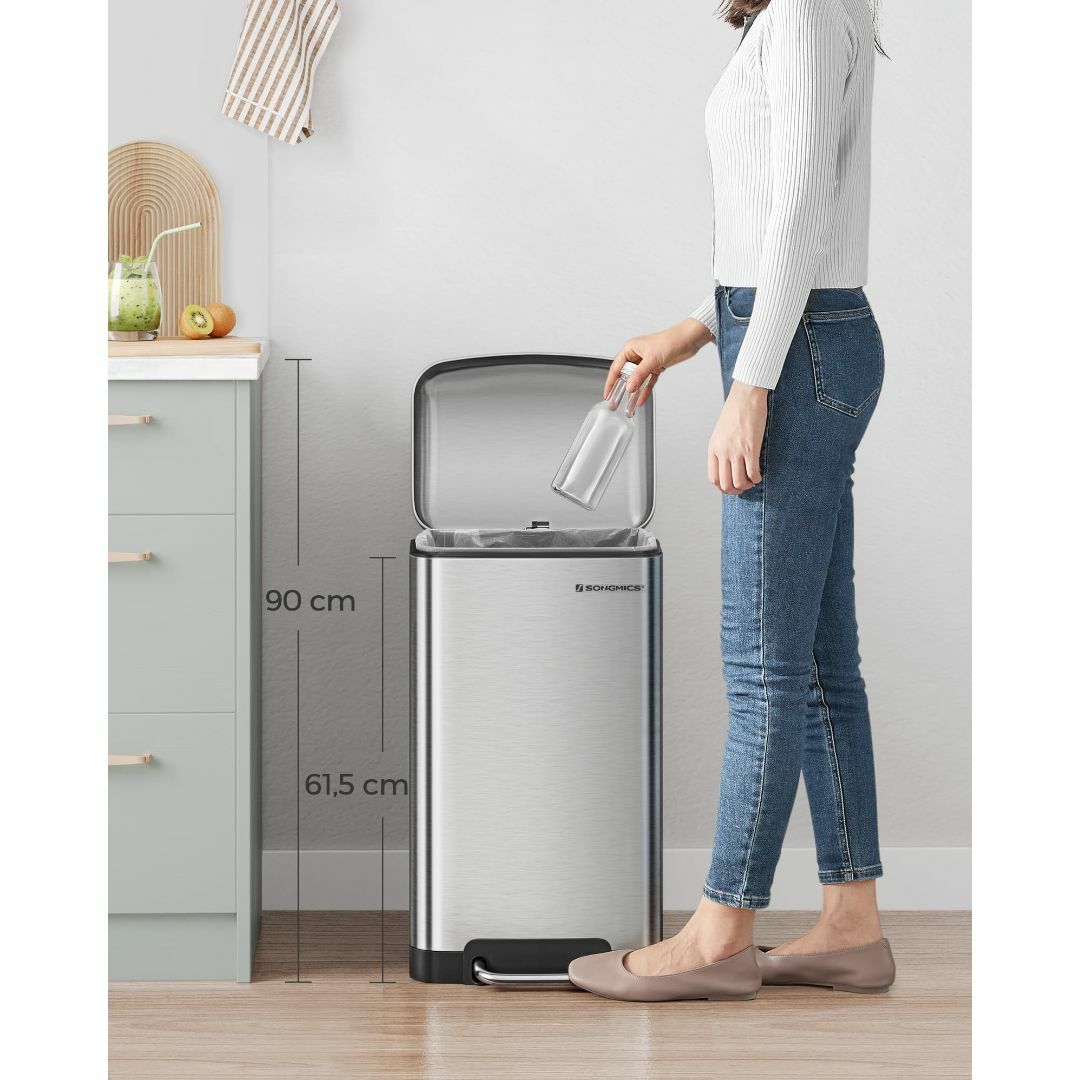 色: シルバー】SONGMICS ゴミ箱 ふた付き 30L スリム ペダル式 色: シルバー】SONGMICS ゴミ箱 ふた付き 30L スリム ペダル式