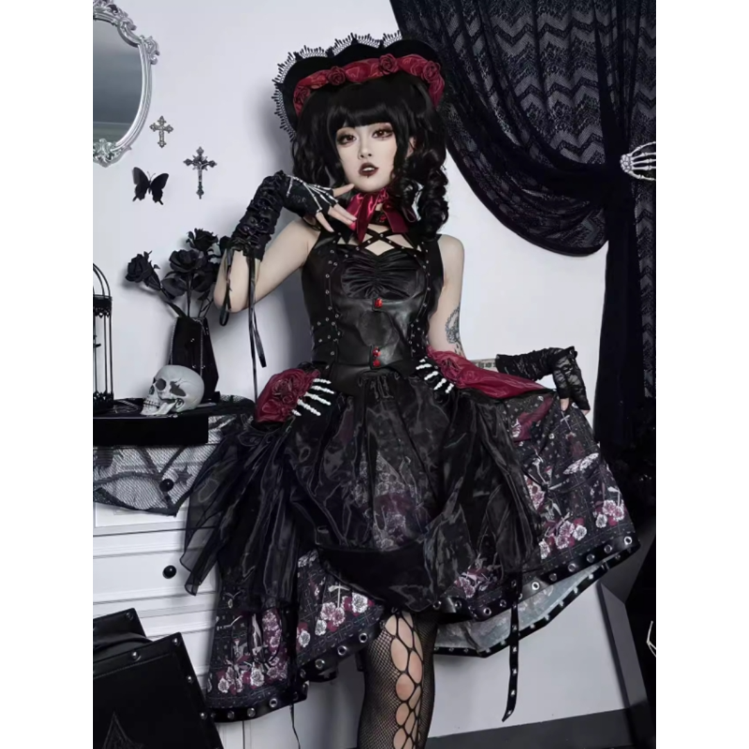 sui yi オリジナル ゴシック風 髑髏 ローズ ロリータ　L78＃ sui yi オリジナル ゴシック風 髑髏 ローズ ロリータ L78＃