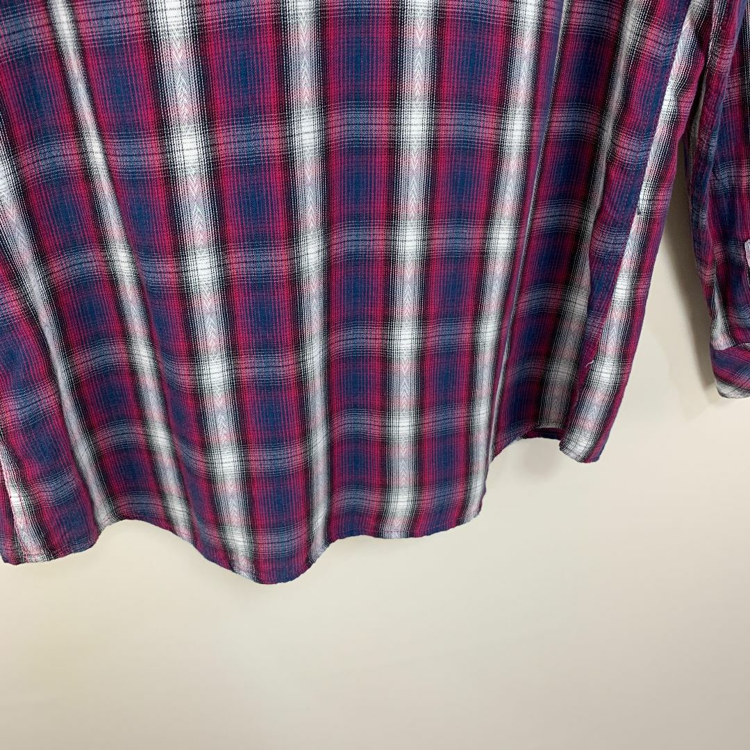 レディース メンズ トップス チェックシャツ 長袖 レーヨン 綿 3L ボタン メンズのトップス(シャツ)の商品写真