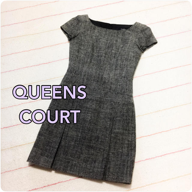 QUEENS COURT(クイーンズコート)の※ さくら草様専用  クイーンズコートグレーウールツイードワンピ  レディースのワンピース(ひざ丈ワンピース)の商品写真