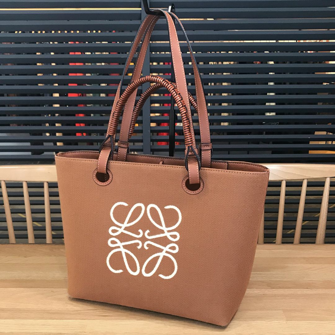 LOEWE - 超美品 ロエベ アナグラム トート スモール キャンバス ブラウン 2WAY
