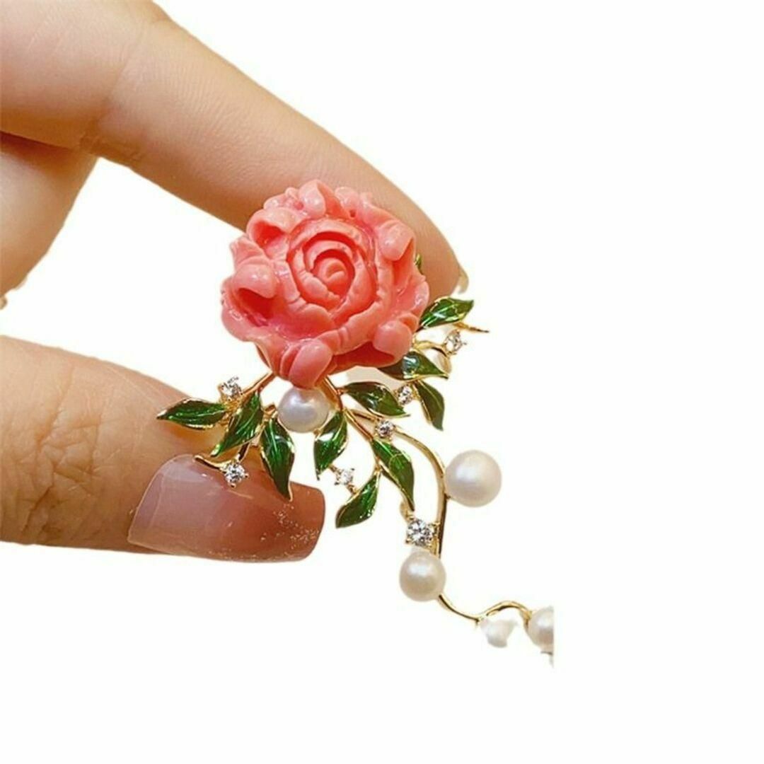 ブローチレディースアクセサリー花ピンクバラ牡丹大人可愛い上品 ブローチレディースアクセサリー花ピンクバラ牡丹大人可愛い上品