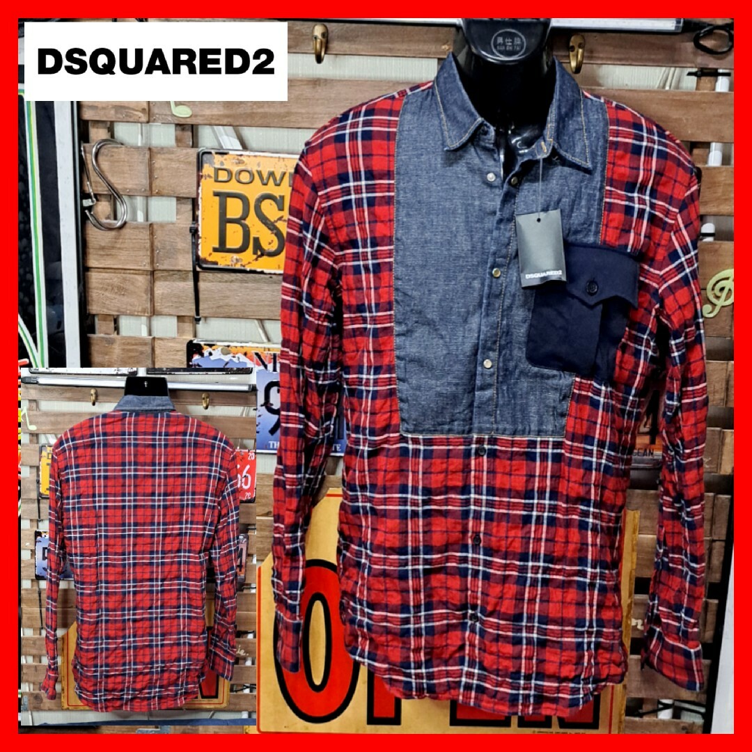 【新品未使用】値引きディースクエアード DSQUARED2 シャツ 白 48 【新品未使用】値引きディースクエアード DSQUARED2 シャツ 白 48