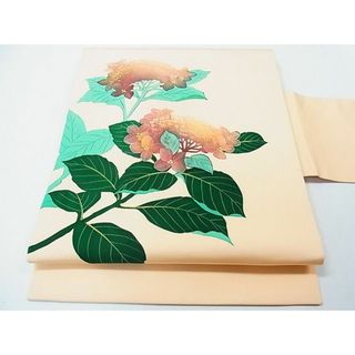 平和屋着物◎塩瀬　九寸名古屋帯　枝花文　金彩　逸品　CAAD1833in(帯)