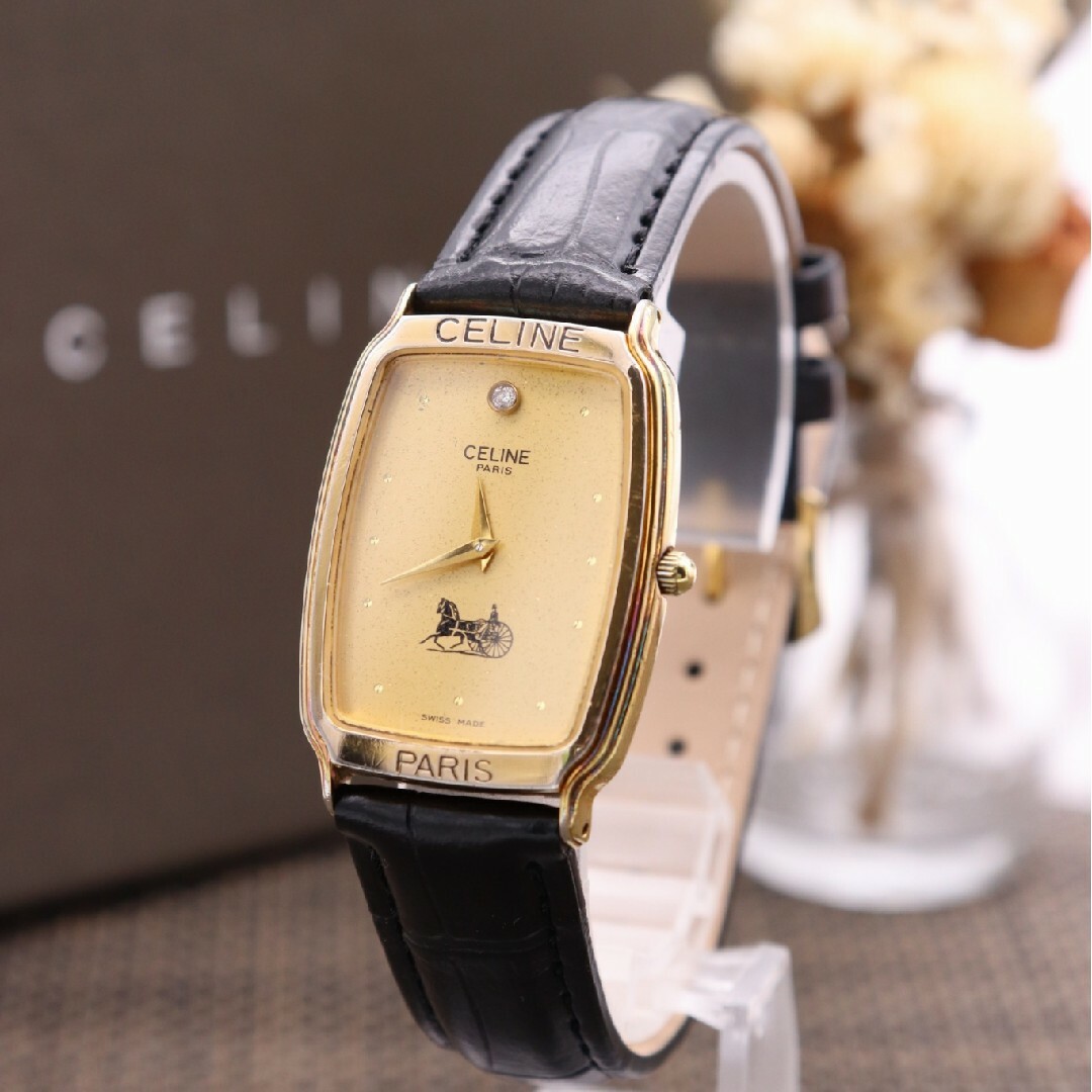 正規品【新品電池】CELINE PARIS/動作良好 ダイヤ1P ヴィンテージ 正規品【新品電池】CELINE PARIS/動作良好 ダイヤ1P ヴィンテージ