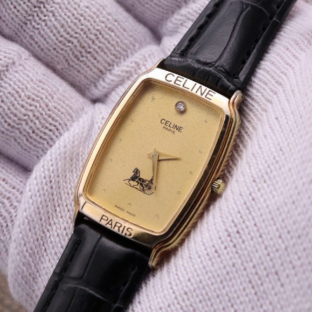正規品【新品電池】CELINE PARIS/動作良好 ダイヤ1P ヴィンテージ 正規品【新品電池】CELINE PARIS/動作良好 ダイヤ1P ヴィンテージ