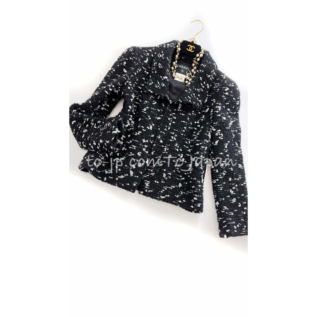 CHANEL - シャネル ジャケット CHANEL ブラック ホワイト ウール CHANEL - シャネル ジャケット CHANEL ブラック ホワイト ウール