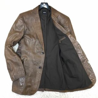 HUGO BOSS ヒューゴボス レザーライダースダメージ加工 羊革 48 不憫 HUGO BOSS ヒューゴボス レザーライダースダメージ加工 羊革 48 不憫