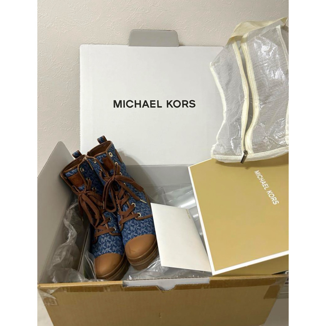 MICHAEL KORS COREY総ロゴデニムレースアップブーツ 24.5 ブーツ MICHAEL KORS COREY総ロゴデニムレースアップブーツ 24.5 ブーツ