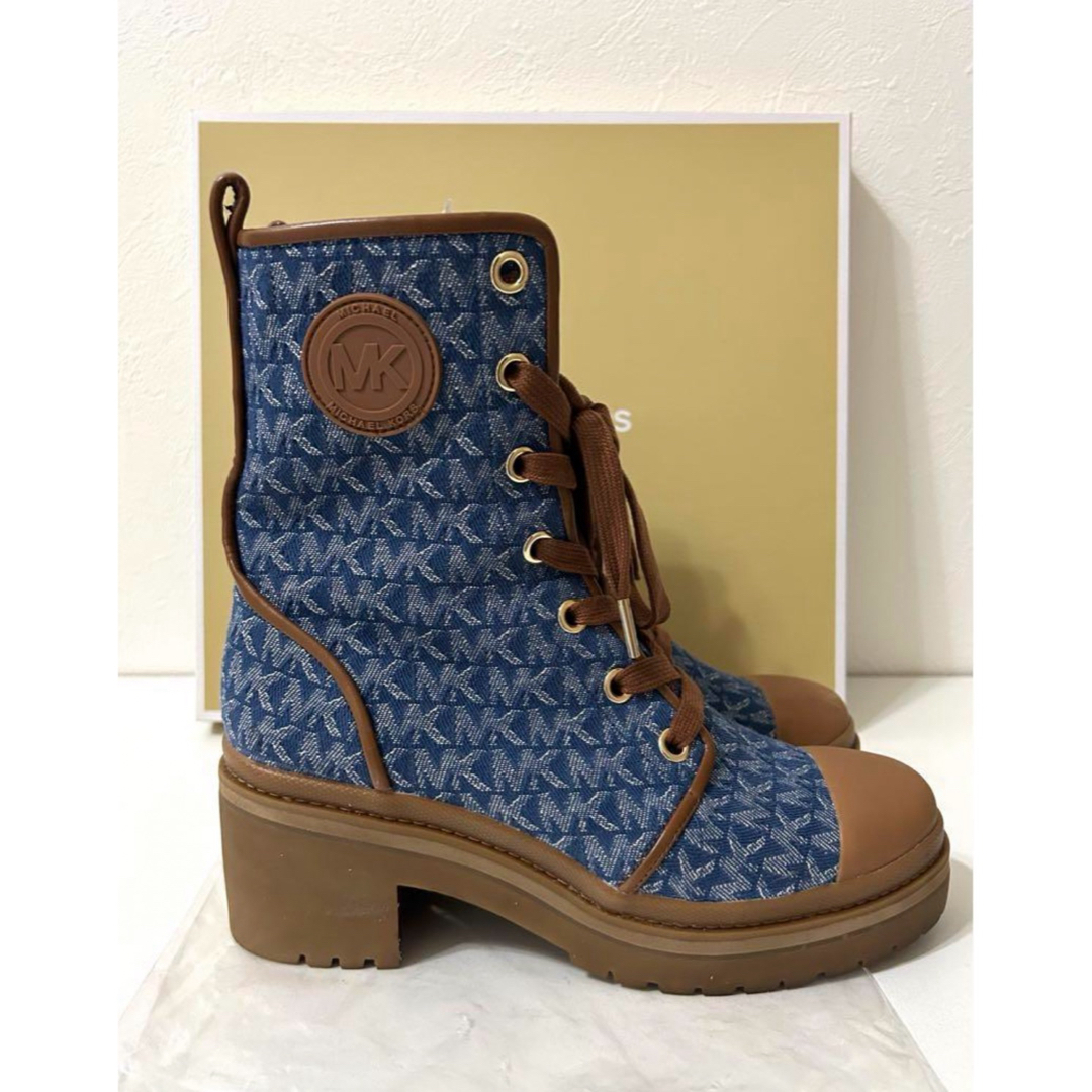 MICHAEL KORS COREY総ロゴデニムレースアップブーツ 24.5 MICHAEL KORS COREY総ロゴデニムレースアップブーツ 24.5