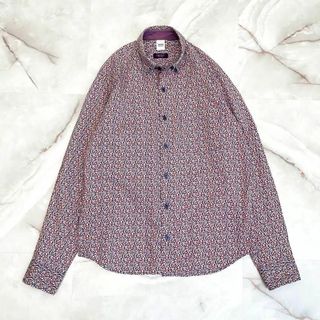 タケオキクチ(TAKEO KIKUCHI)のA13457 タケオキクチ　リバティ小花柄シャツ　青赤白　2 タナローン(シャツ)