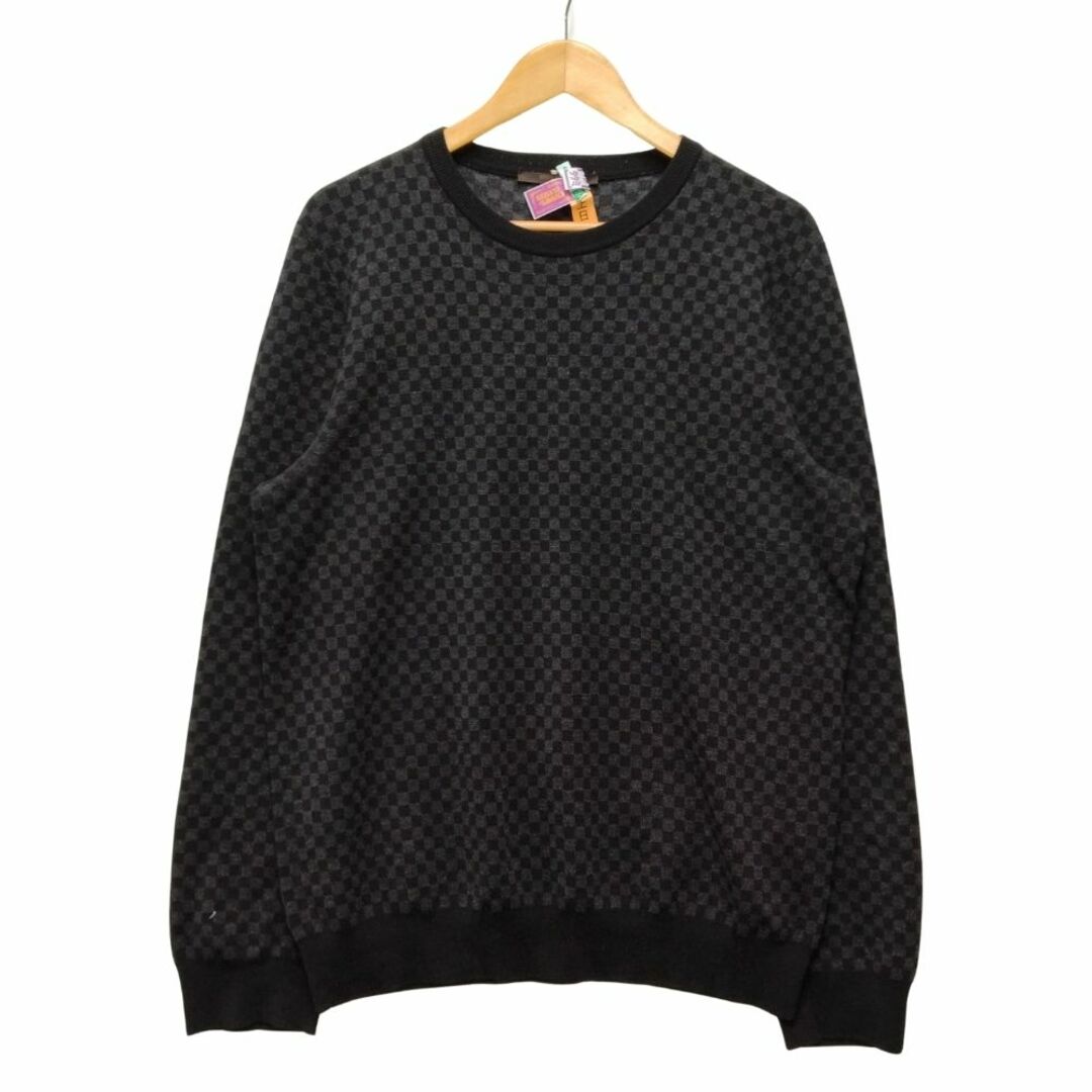 LOUIS VUITTON - LOUIS VUITTON ルイ・ヴィトン ダミエ ウール ニットセーター 薄手 ブラック サイズ XL 正規品 / 34412