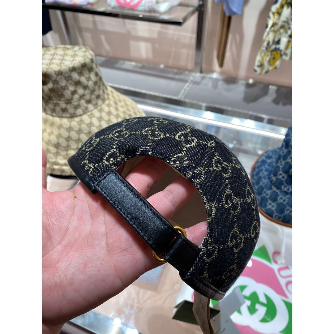 GUCCI - GucciグッチGG 柄デニム キャップ ブラック メンズ GUCCI - GucciグッチGG 柄デニム キャップ ブラック メンズ