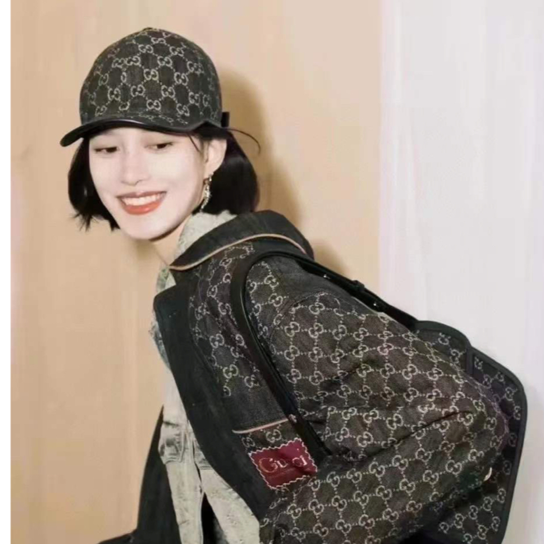 GUCCI - GucciグッチGG 柄デニム キャップ ブラック メンズ GUCCI - GucciグッチGG 柄デニム キャップ ブラック メンズ