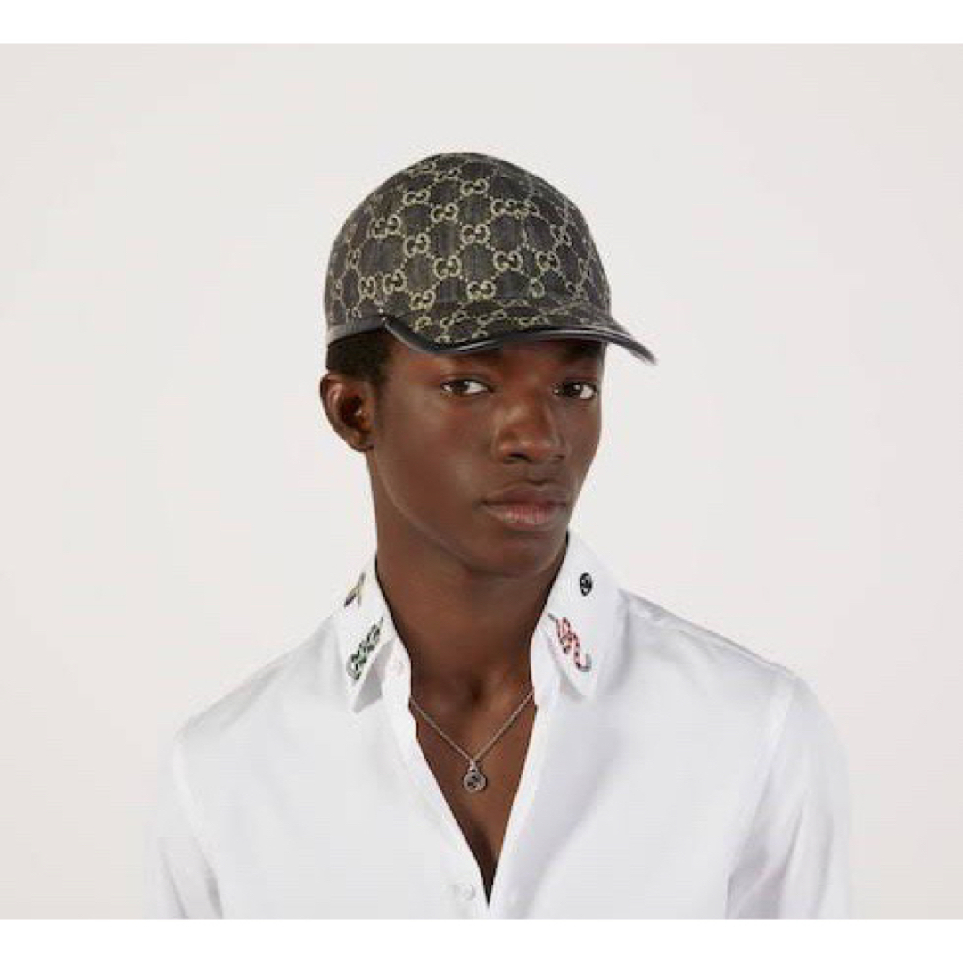 GUCCI - GucciグッチGG 柄デニム キャップ ブラック メンズ GUCCI - GucciグッチGG 柄デニム キャップ ブラック メンズ