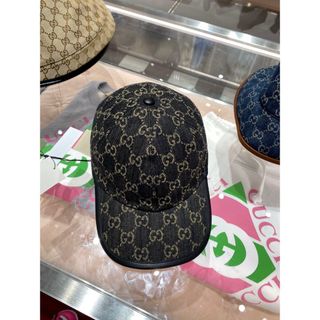GUCCI - GucciグッチGG 柄デニム キャップ ブラック メンズ GUCCI - GucciグッチGG 柄デニム キャップ ブラック メンズ
