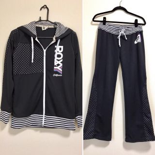 ロキシー(Roxy)の美品 ROXYのジャージ 上下セットアップ2点 サイズM☆ボーダー×水玉(セット/コーデ)