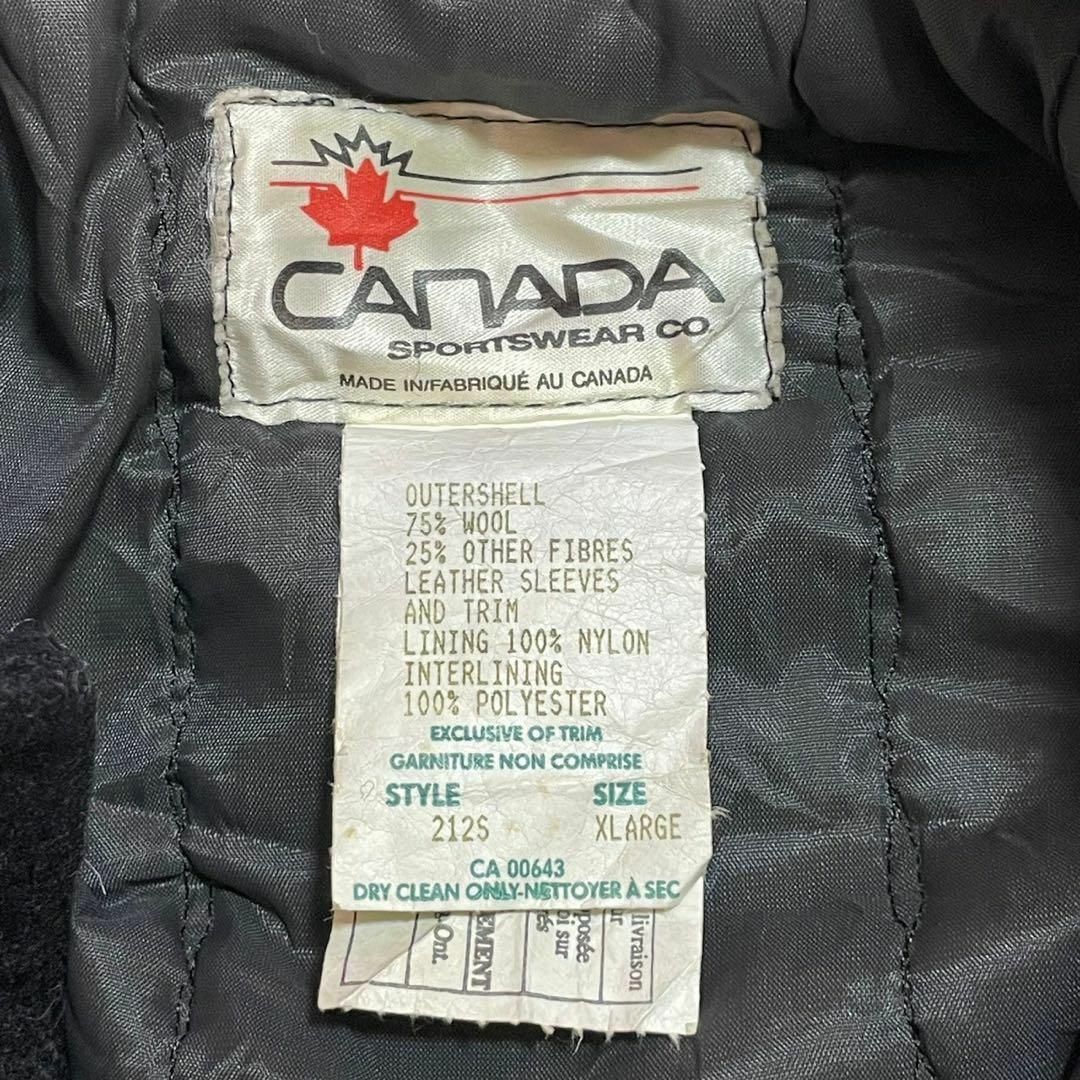 CANADA SPORTSWEAR カナダスポーツ スタジャン 異素材切替 白黒 CANADA SPORTSWEAR カナダスポーツ スタジャン 異素材切替 白黒