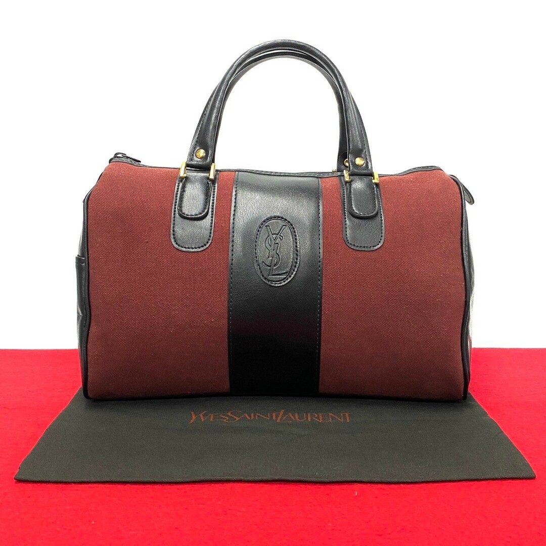 【30%OFF】 YVES 美品 極 SAINT ボストン ミニ ハンドバッグ レザー キャンバス ロゴ YSL サンローラン イヴ LAURENT バッグ