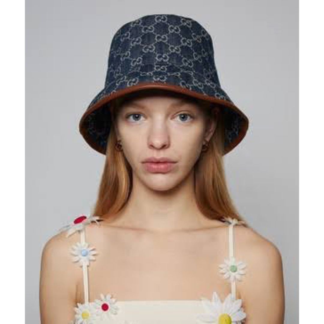 GUCCI - Gucci グッチGG柄 デニム バケットハット ネービー GUCCI - Gucci グッチGG柄 デニム バケットハット ネービー