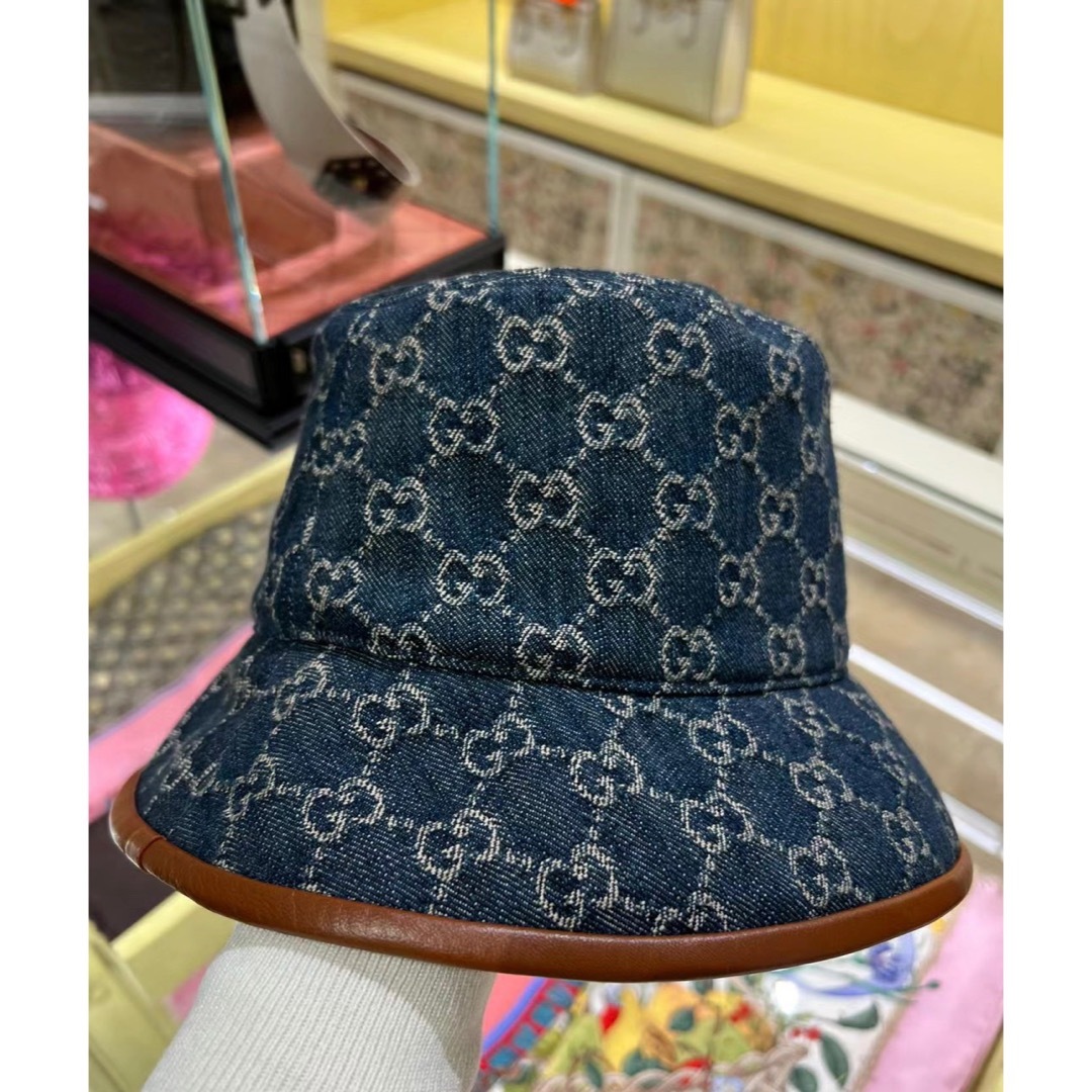 GUCCI - Gucci グッチGG柄 デニム バケットハット ネービー GUCCI - Gucci グッチGG柄 デニム バケットハット ネービー