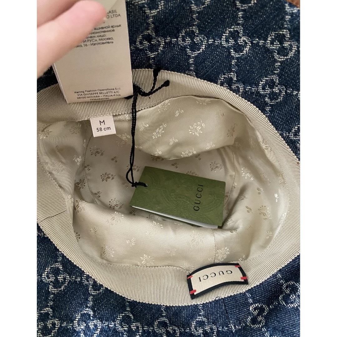 GUCCI - Gucci グッチGG柄 デニム バケットハット ネービー GUCCI - Gucci グッチGG柄 デニム バケットハット ネービー